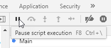 Pause script execution tooltip from Chrome DevTools