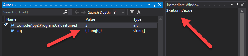 Inspect the returned value with Visual Studio Debugger